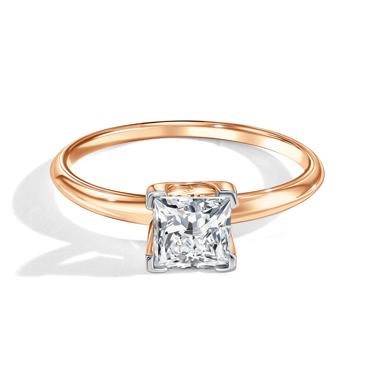 Золотое кольцо с бриллиантом выращенным