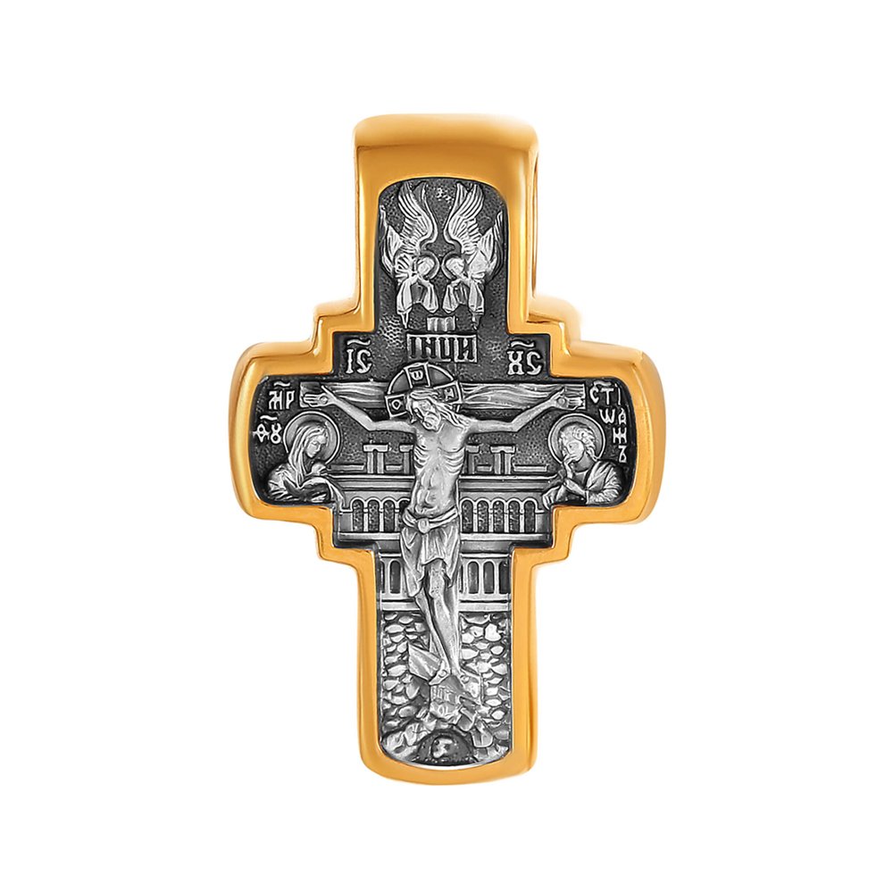 Подвеска-крестик Вход Господень в Иерусалим из серебра