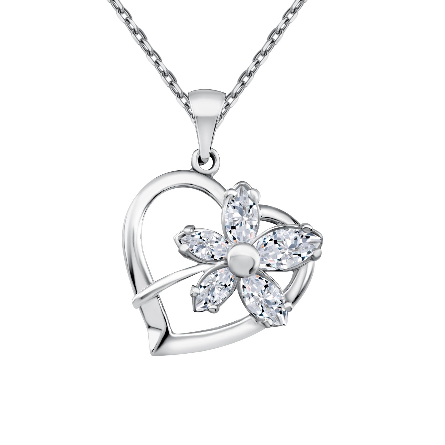 Серебряная подвеска Сердце с фианитами