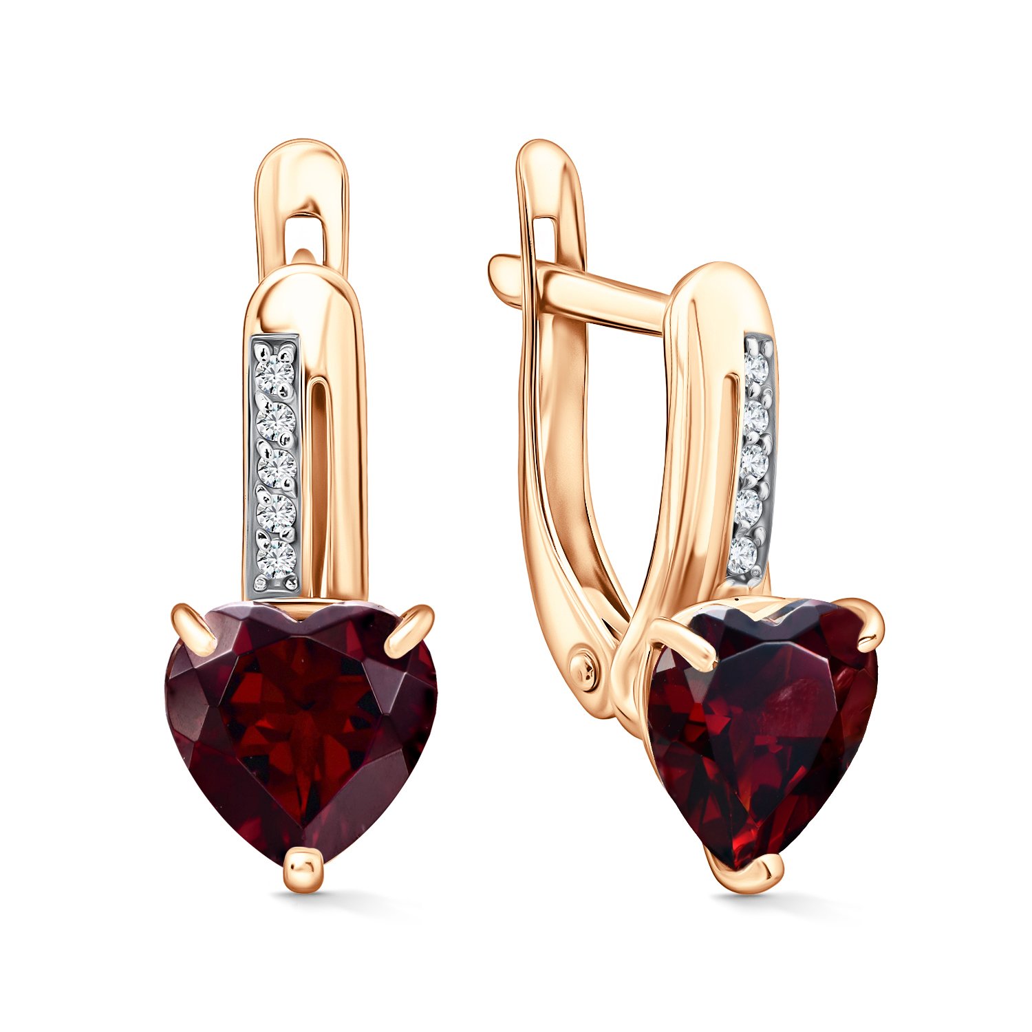 Фото «Золотые серьги с гранатом и бриллиантами»