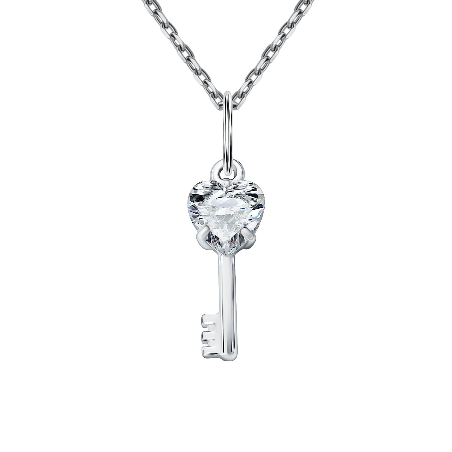 Серебряная подвеска Ключ с фианитом