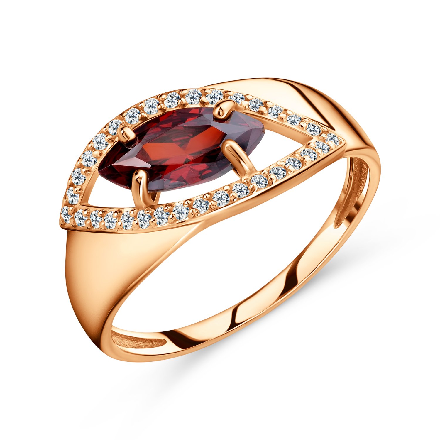 Фото «Серебряное кольцо с фианитами и позолотой»