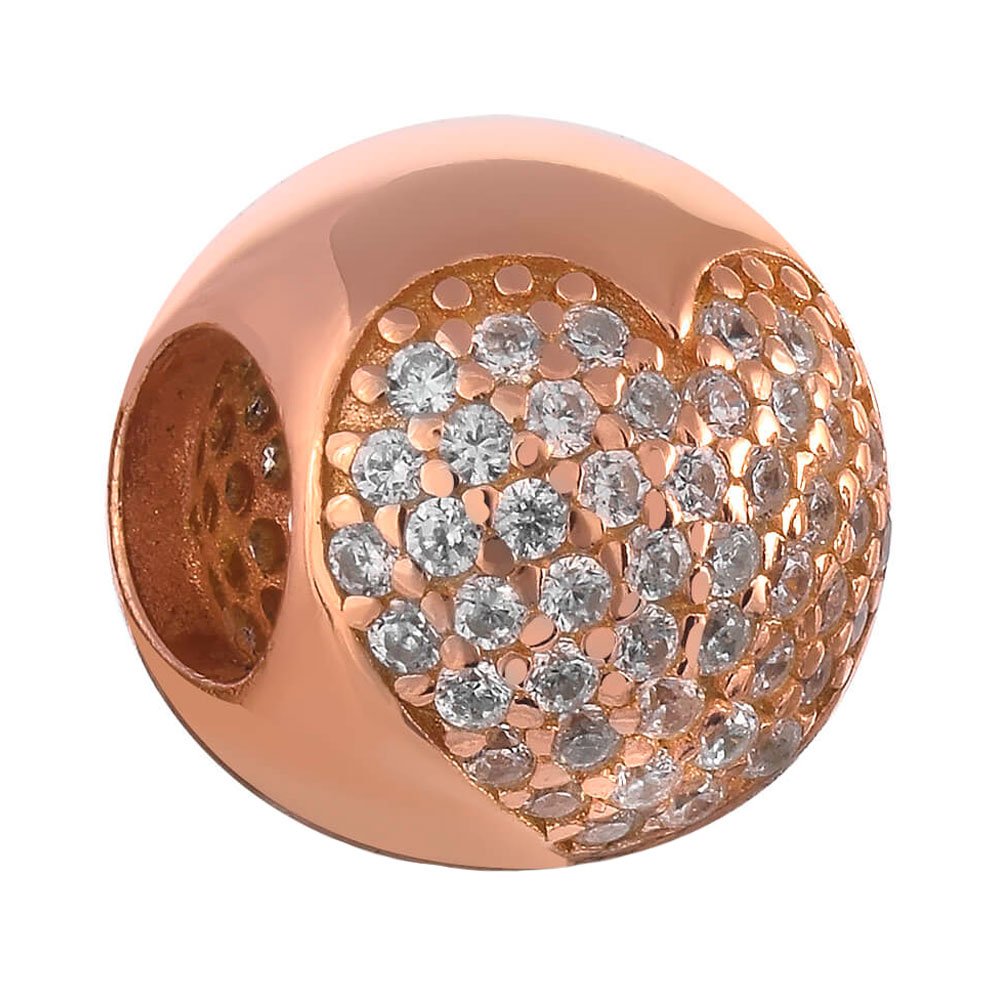 Подвеска-шарм Сердце из серебра с фианитами