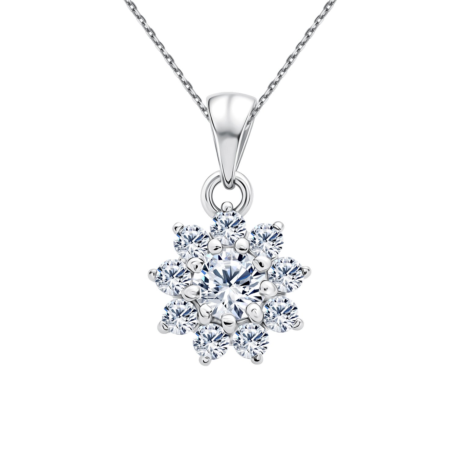 Подвеска Цветок из серебра с фианитами