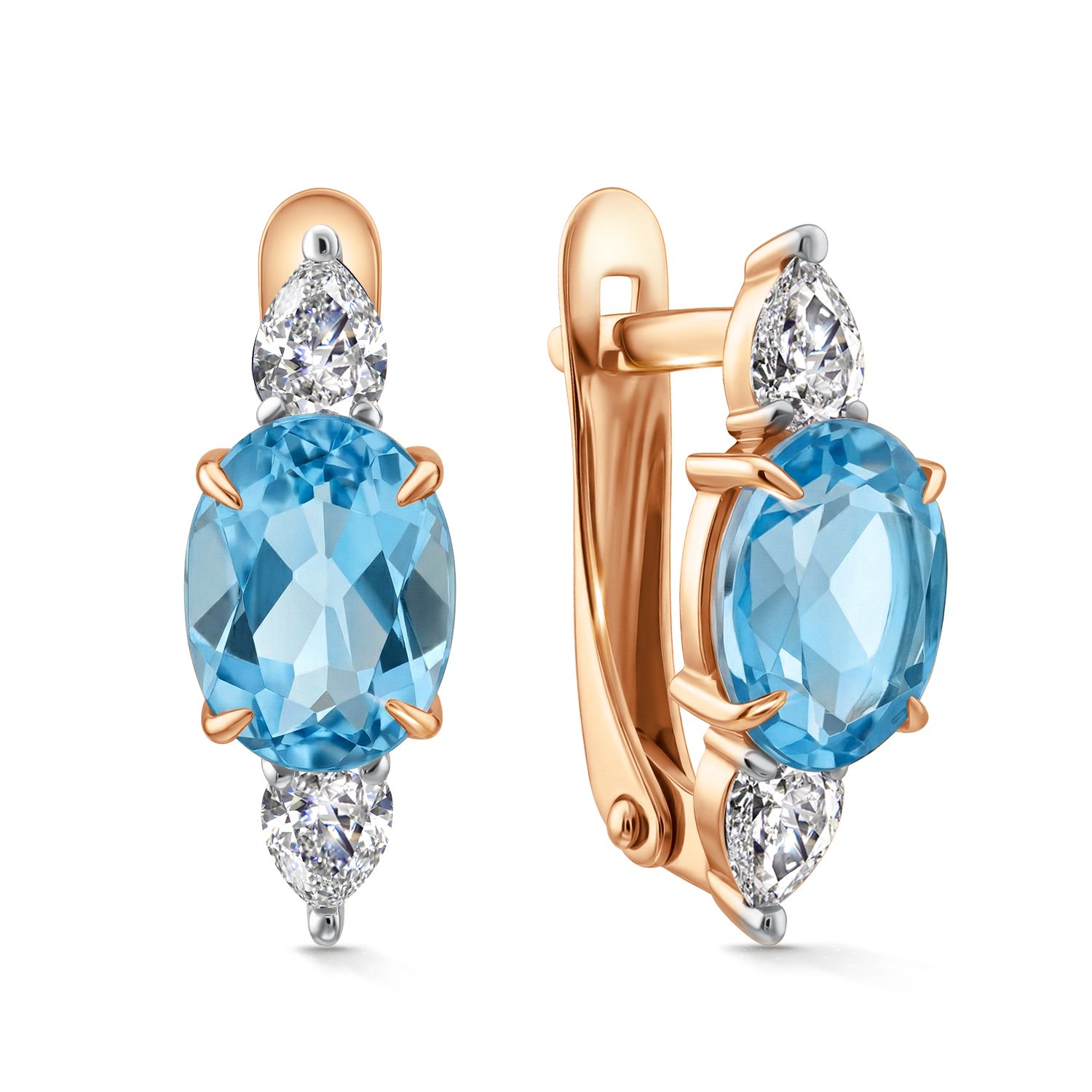 Фото «Золотые серьги с топазами Swiss и фианитами»