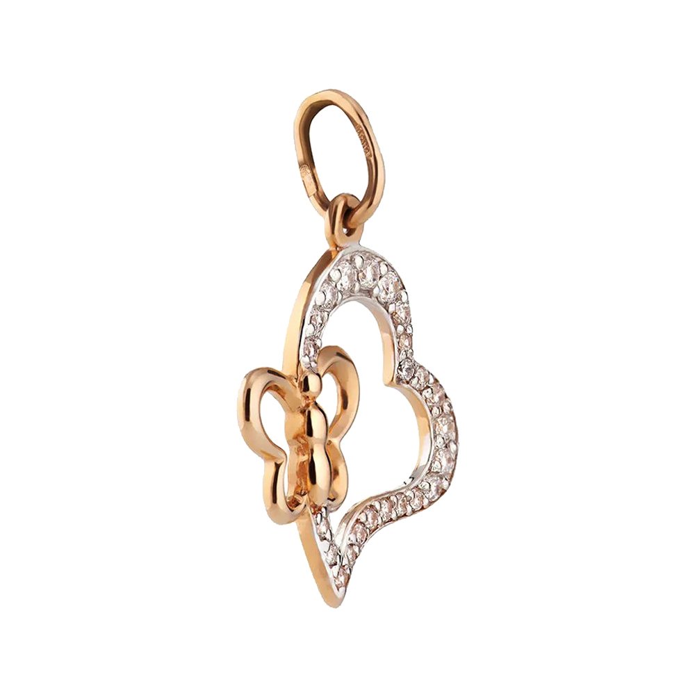 Золотая подвеска Сердце с фианитами