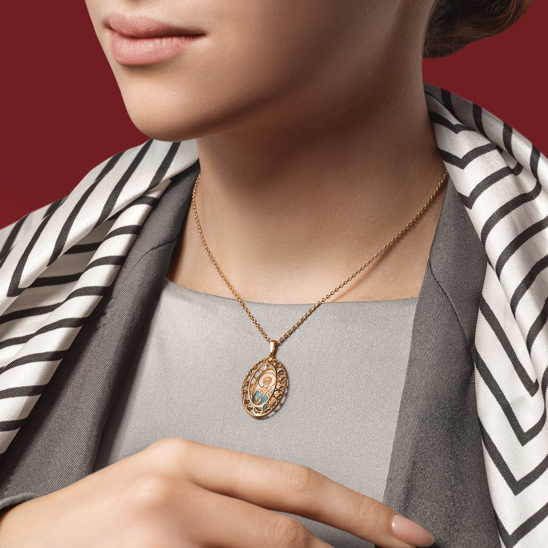 Золотая подвеска «Икона Николай Чудотворец»