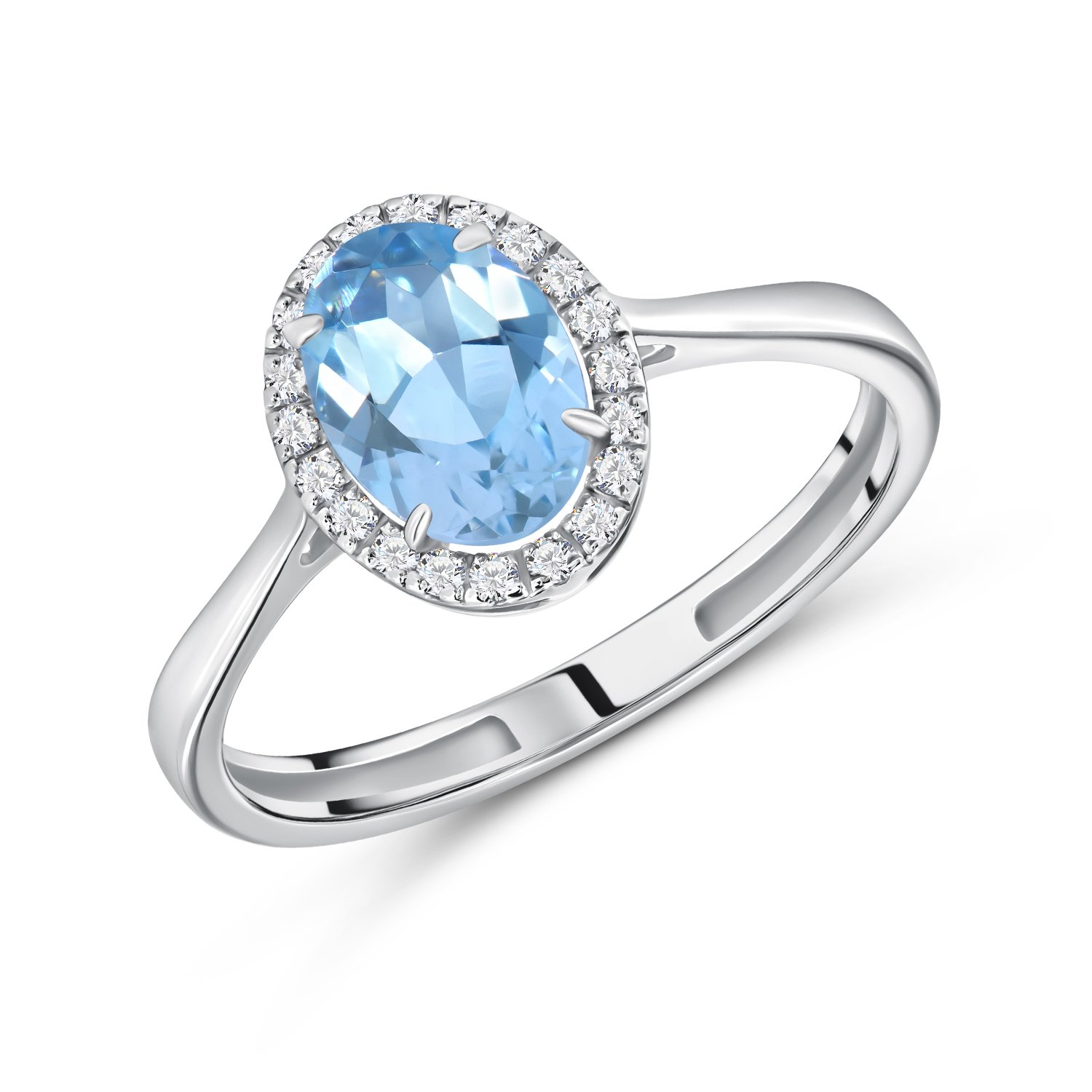 Фото «Золотое кольцо с топазом Sky и бриллиантами»