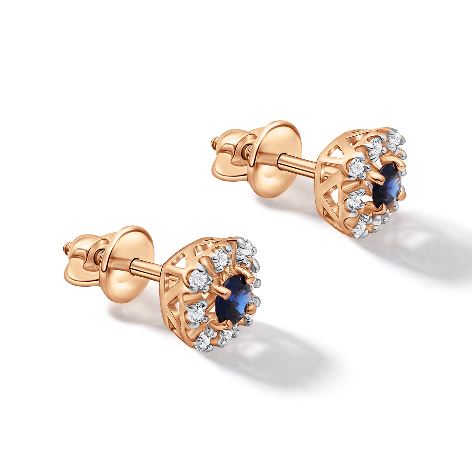 Золотые серьги с сапфирами и бриллиантами