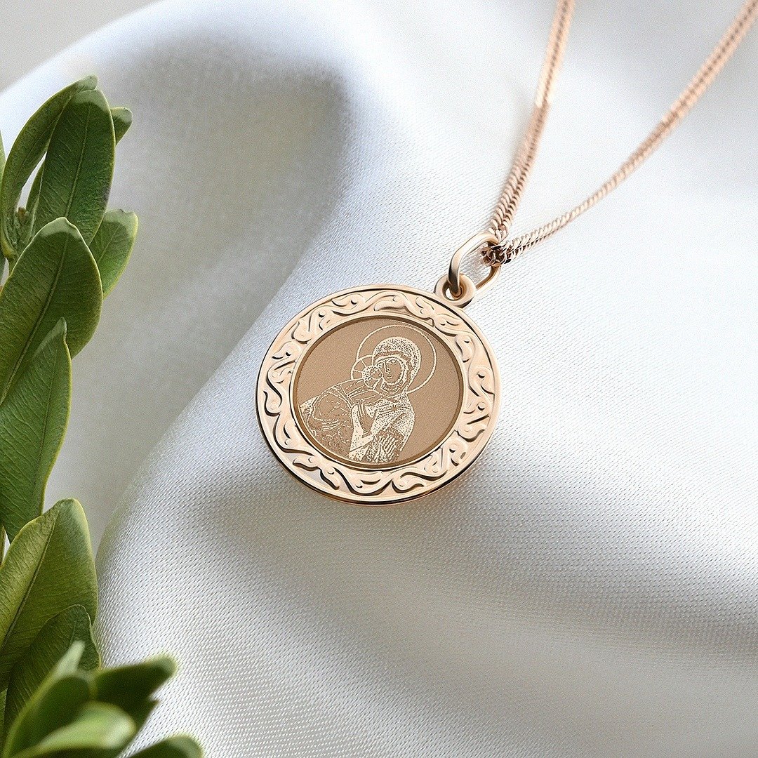 Золотая подвеска «Икона Божией Матери Владимирская»