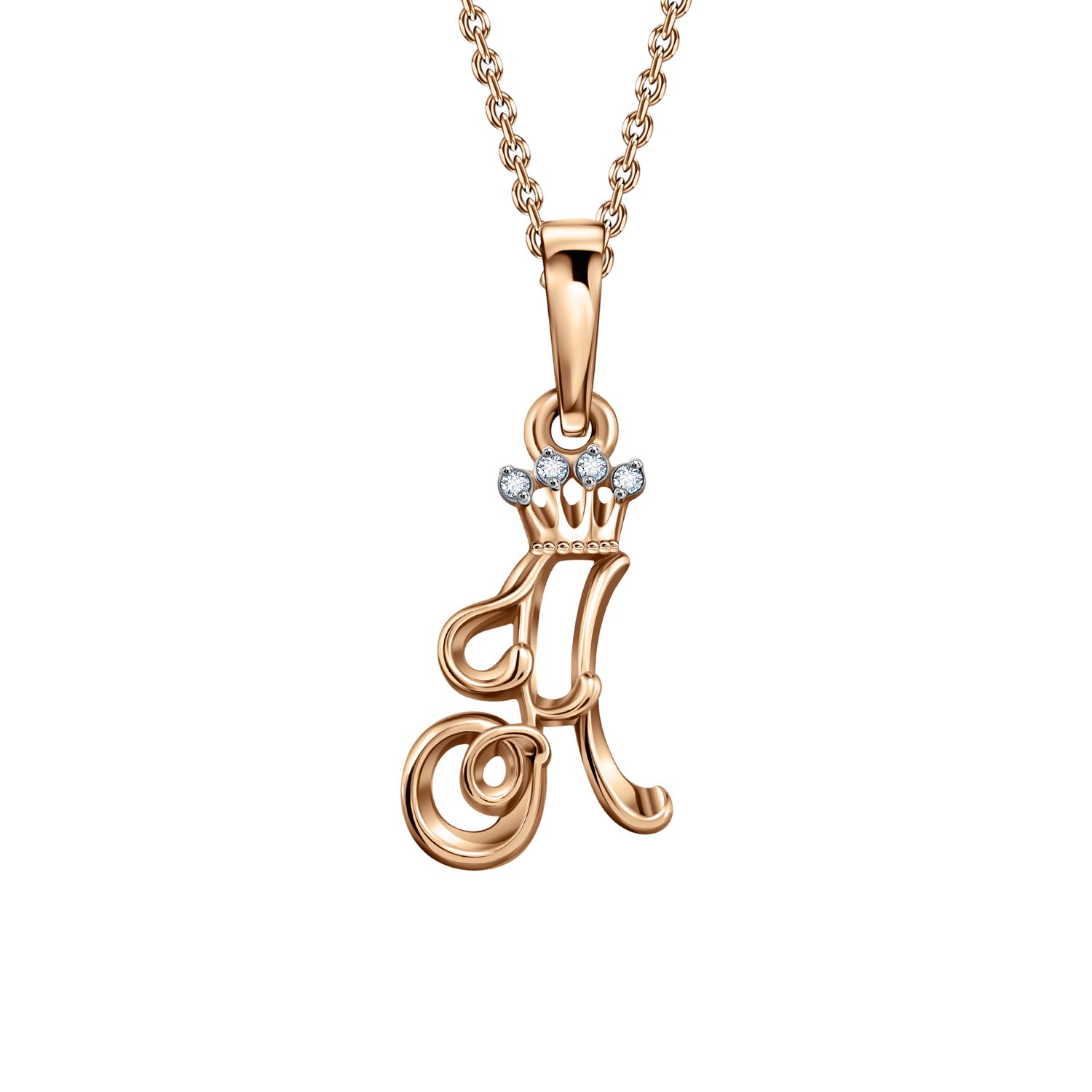 Золотая подвеска буква Н с фианитами