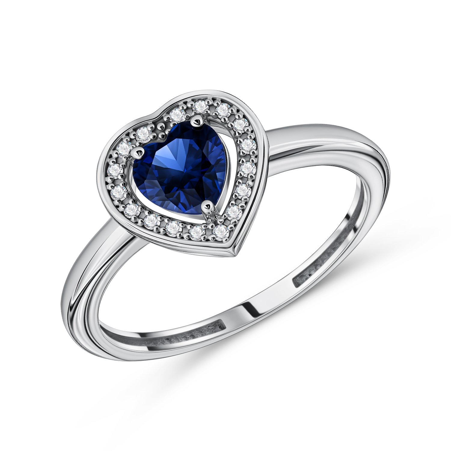 Фото «Золотое кольцо с сапфиром выращенным и бриллиантами»