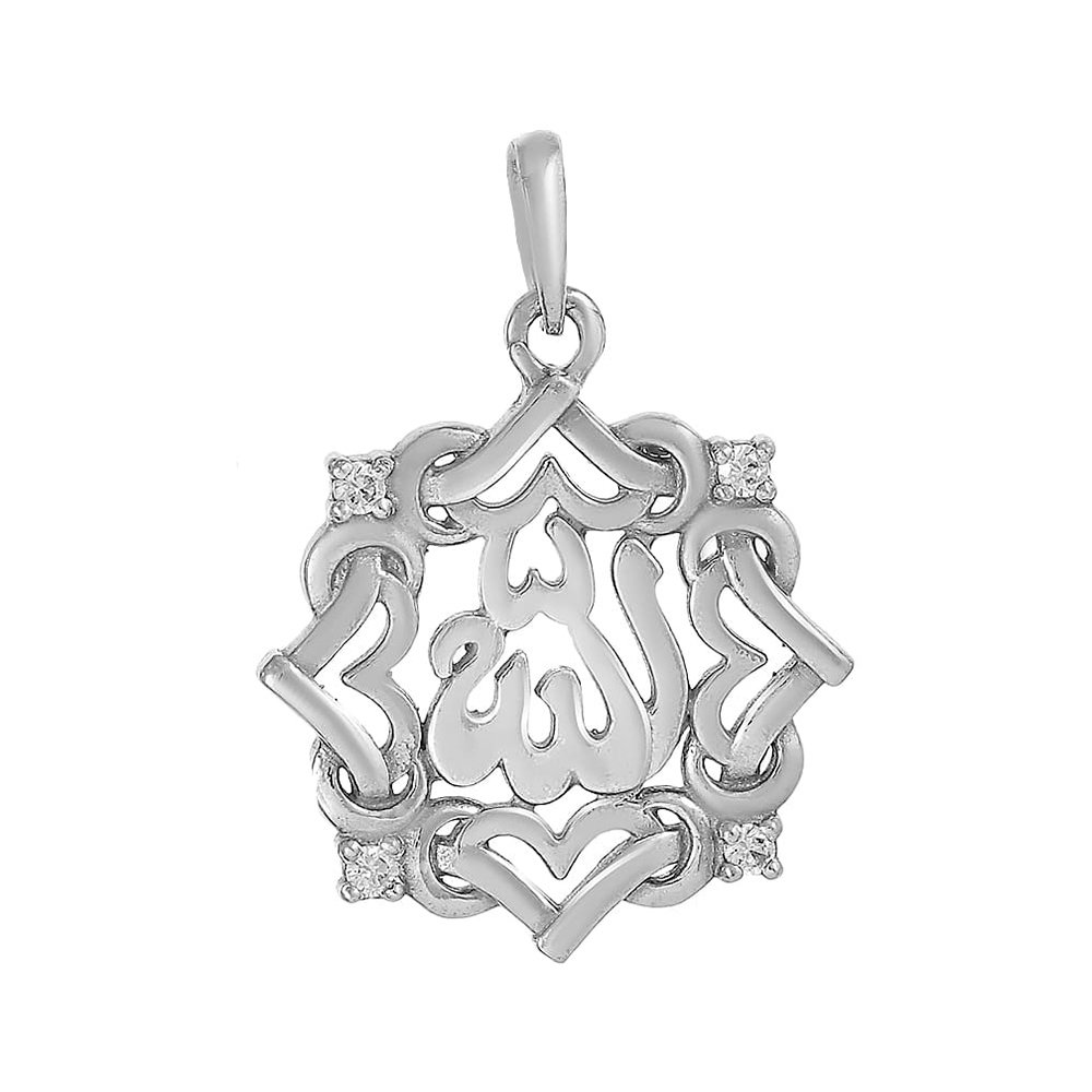 Подвеска мусульманская Ислам из серебра с фианитами