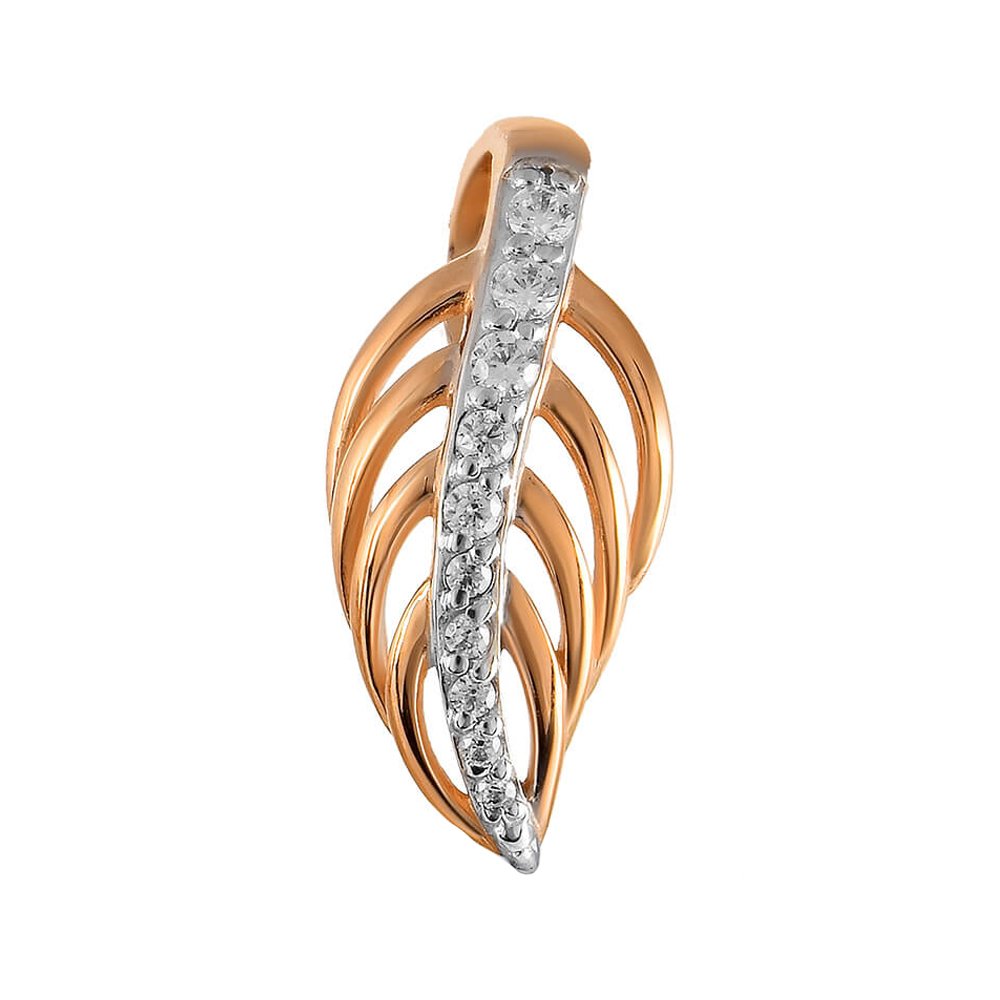 Золотая подвеска Перо с фианитами