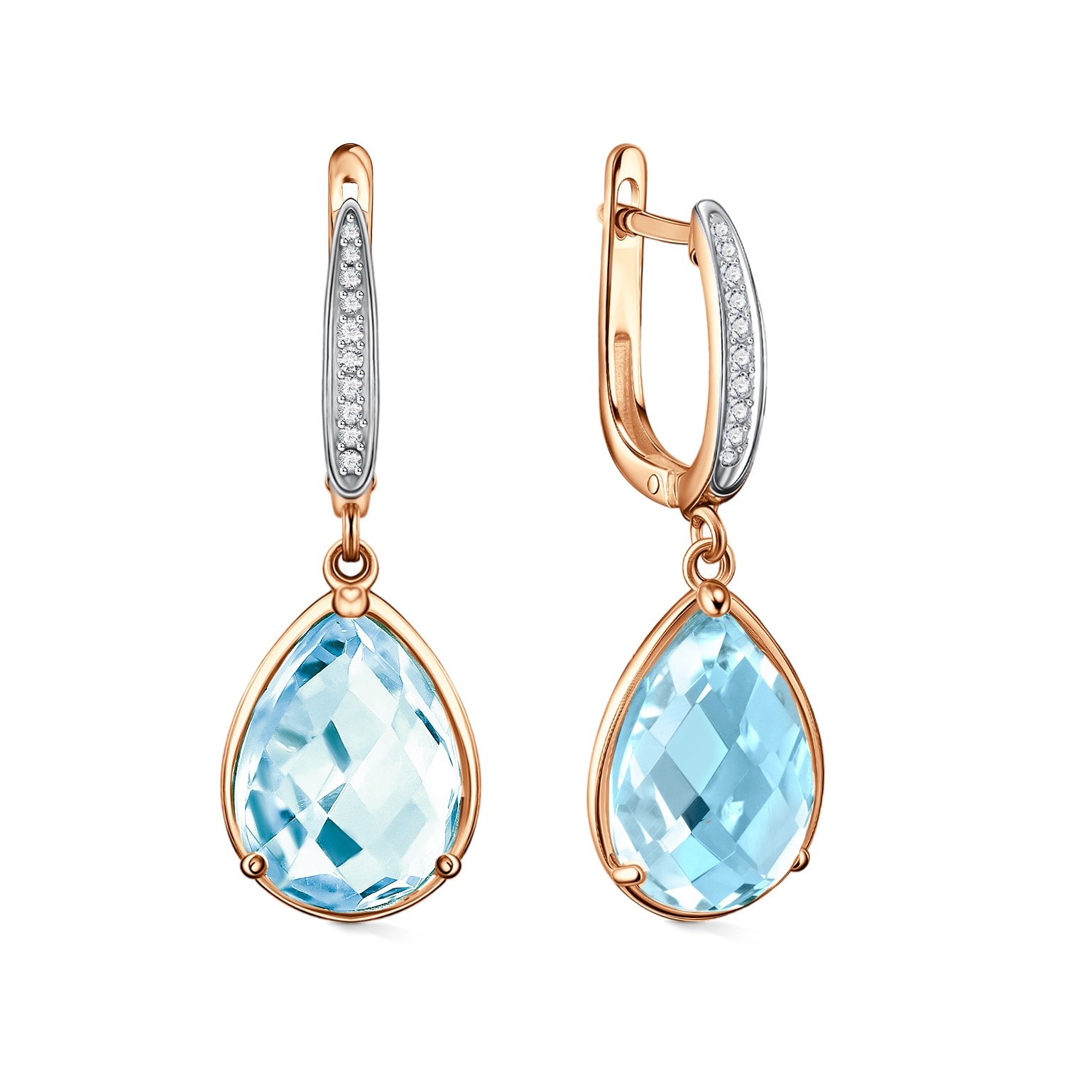 Фото «Золотые серьги с топазами Sky и бриллиантами»