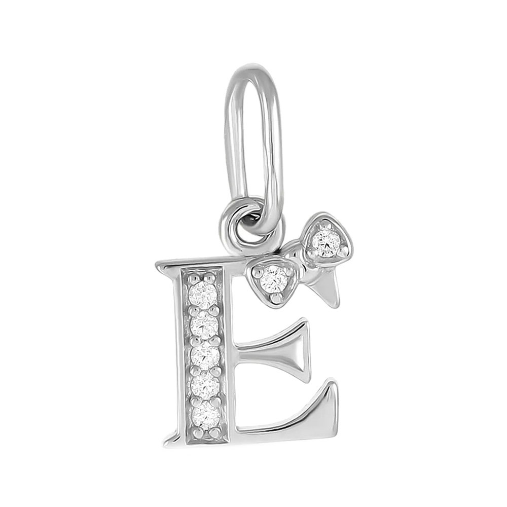Фото «Серебряная подвеска «Буква Е» с фианитами»