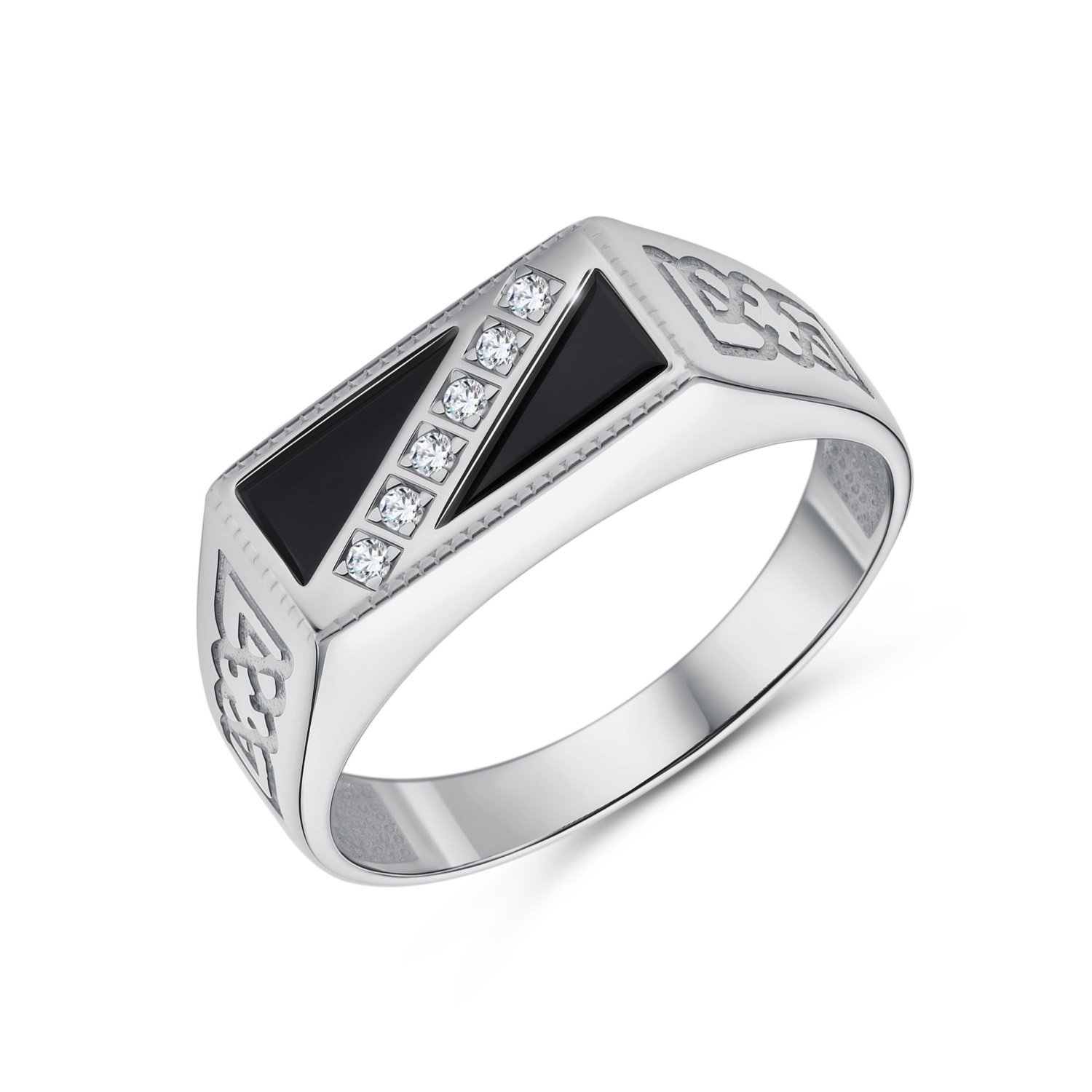 Фото «Серебряная печатка с агатом и фианитами»