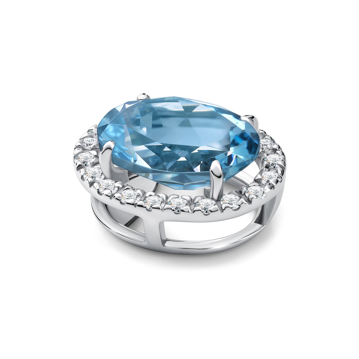 Золотая подвеска с топазом Sky и бриллиантами