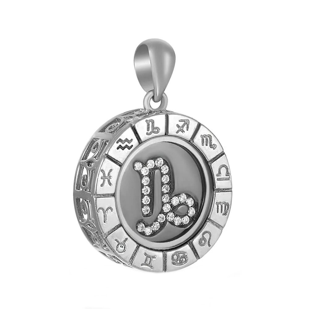 Серебряная подвеска с фианитами «Знак зодиака Козерог»