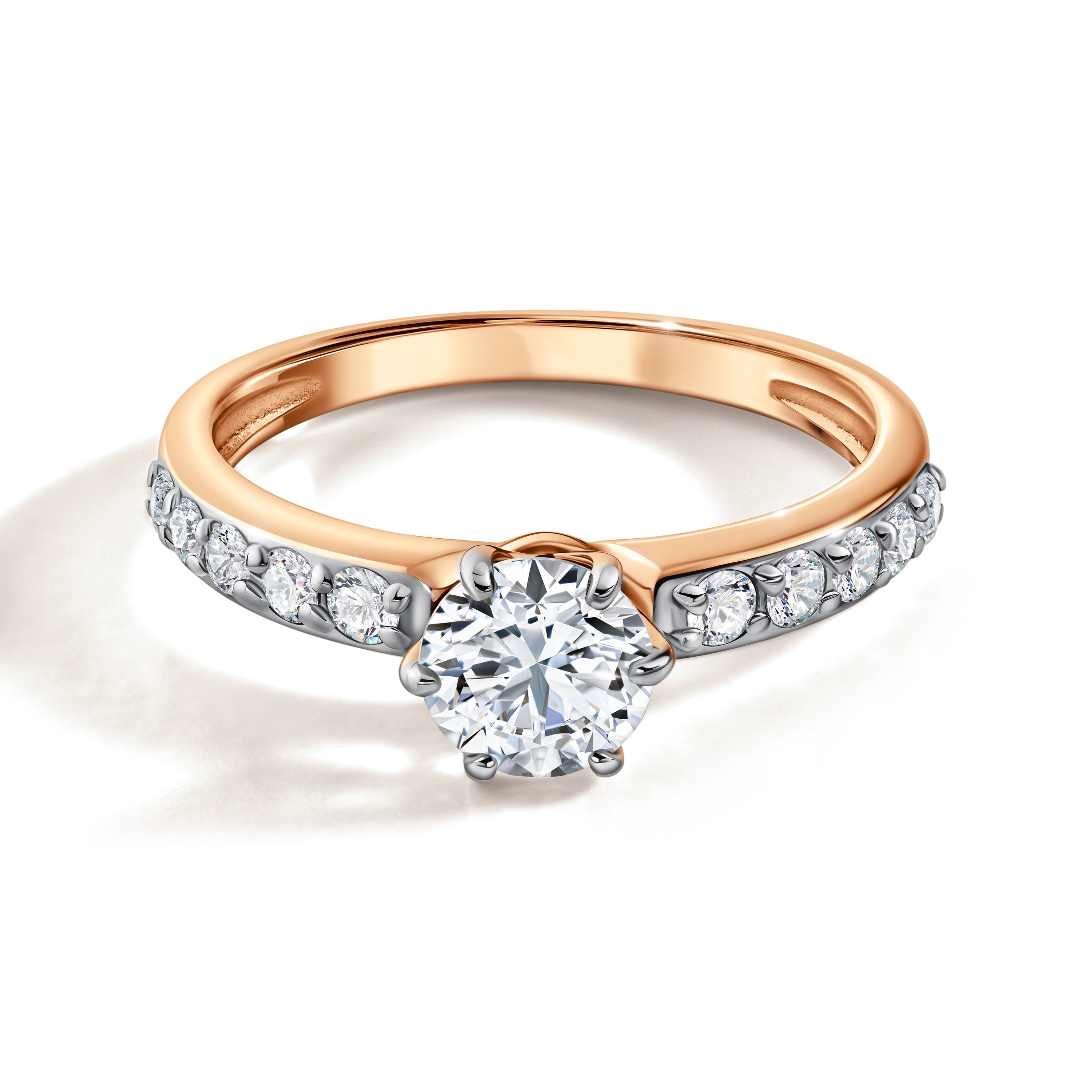 Золотое кольцо с бриллиантами выращенными