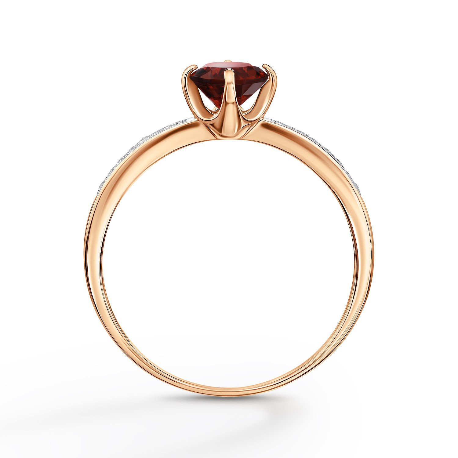 Золотое кольцо с гранатом и фианитами