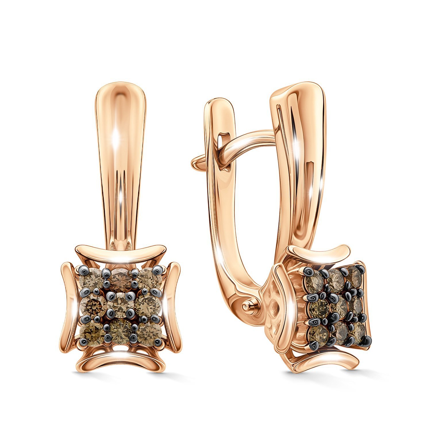 Фото «Золотые серьги с коньячными бриллиантами»