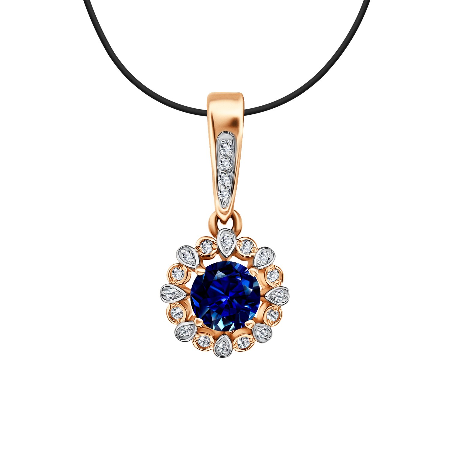 Золотая подвеска с сапфиром и бриллиантами