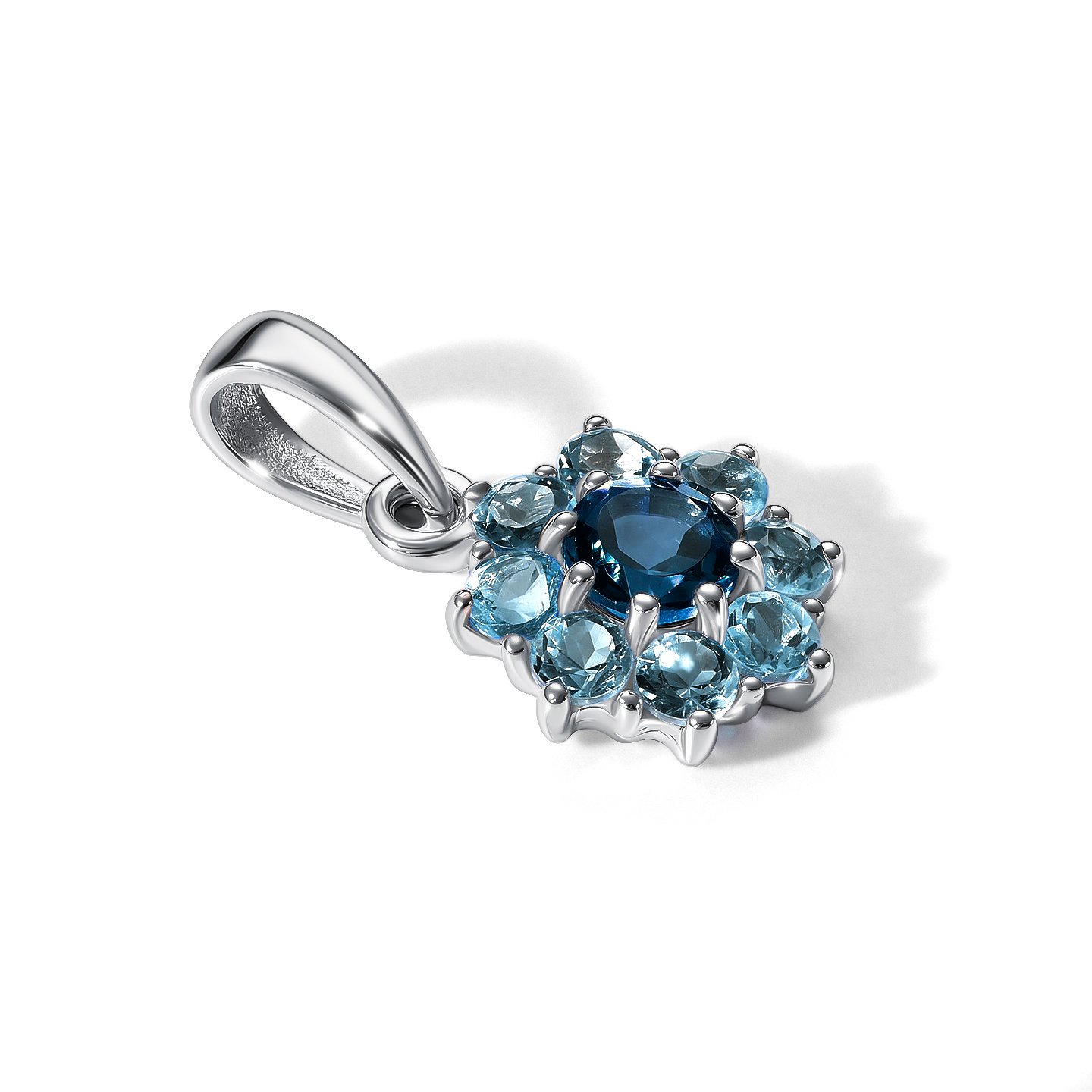 Золотая подвеска с топазом London и топазами Swiss