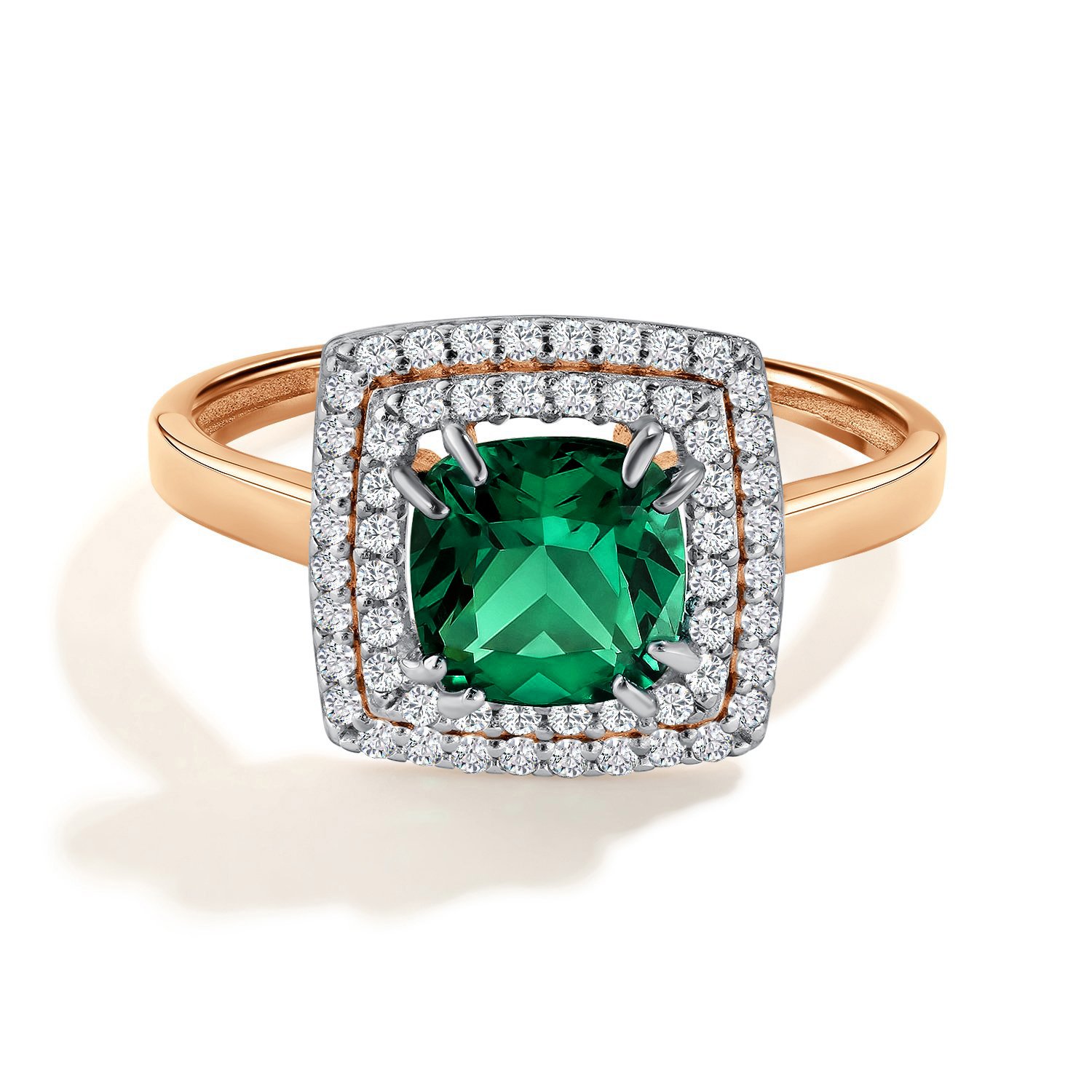 Золотое кольцо с ситаллом и фианитами