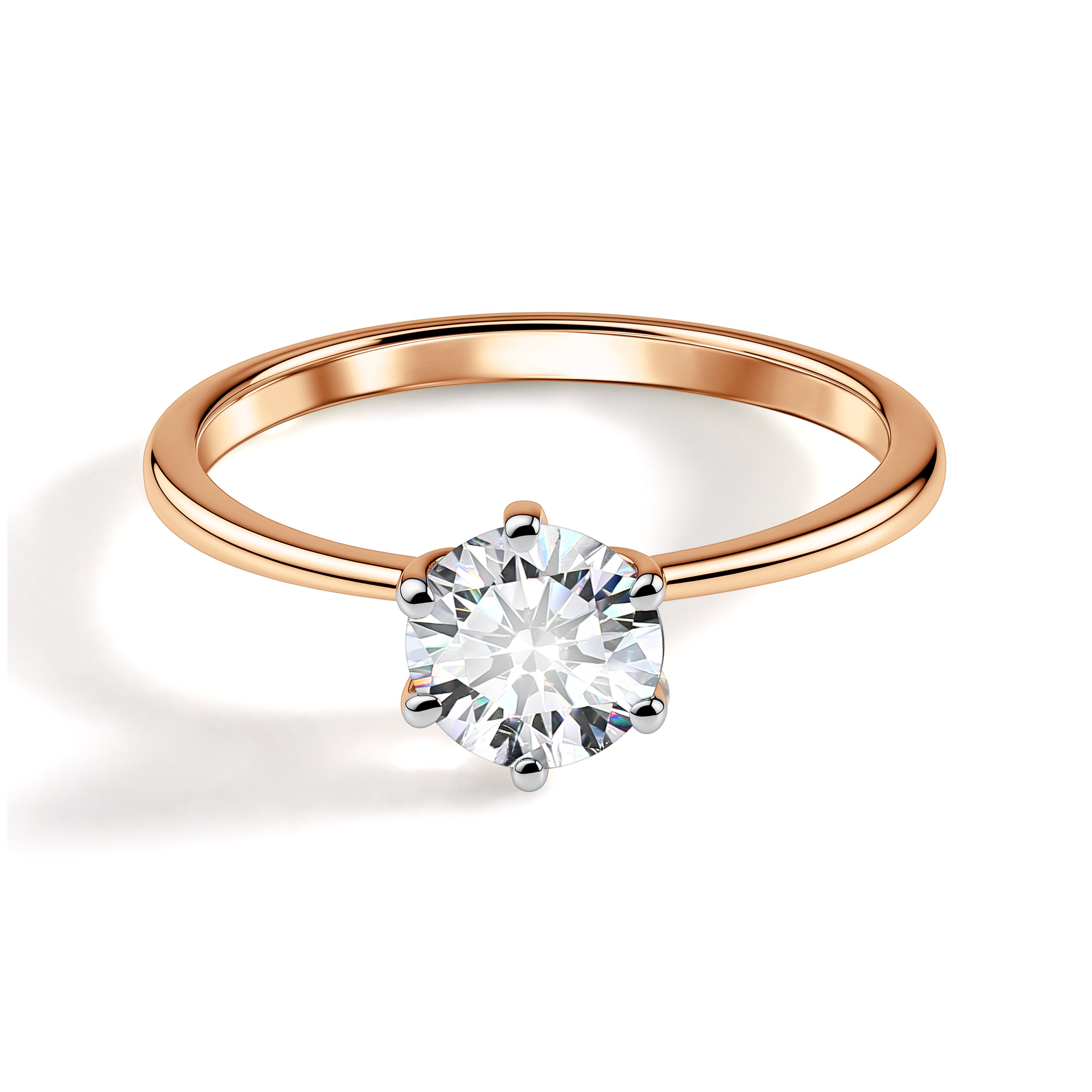 Золотое кольцо с бриллиантом выращенным