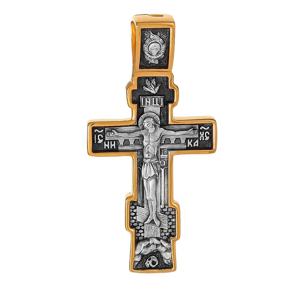 Серебряный крест с позолотой и чернением