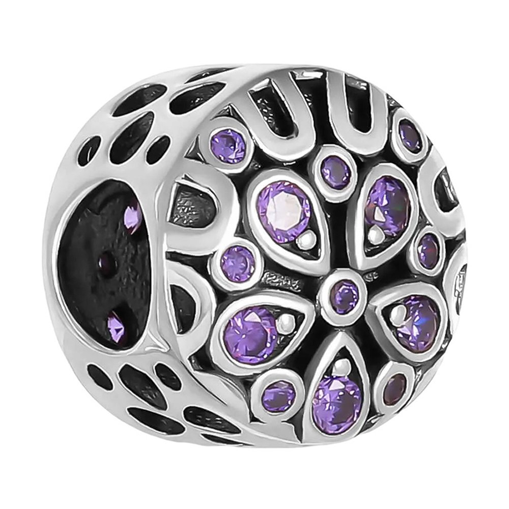 Подвеска-шарм Цветок из серебра с фианитами