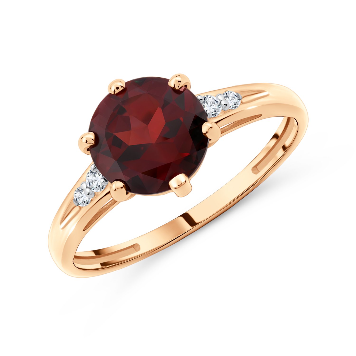Фото «Золотое кольцо с гранатом и бриллиантами»