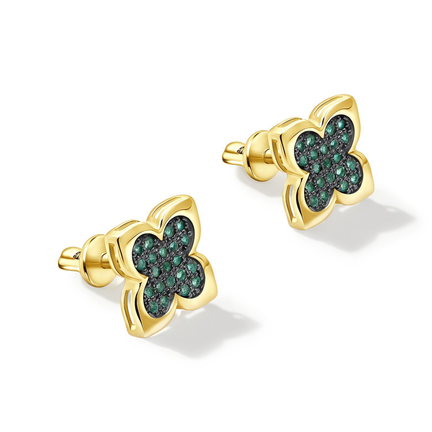 Золотые серьги с изумрудами