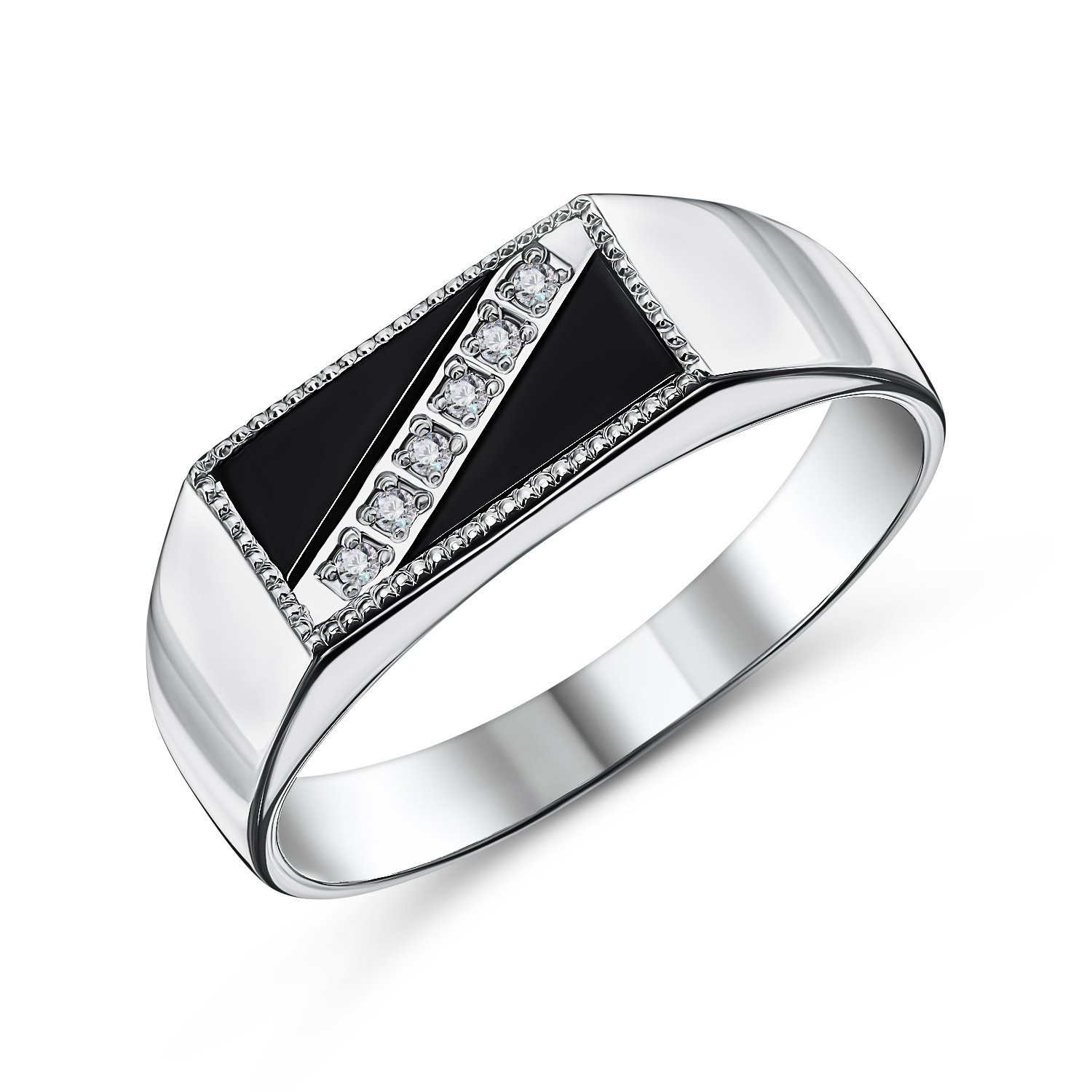 Фото «Серебряная печатка с агатом и фианитами»