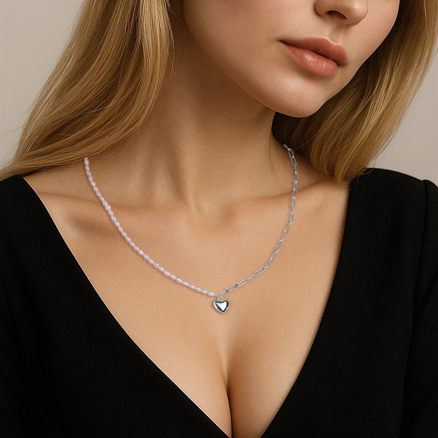 Серебряное колье с жемчугом