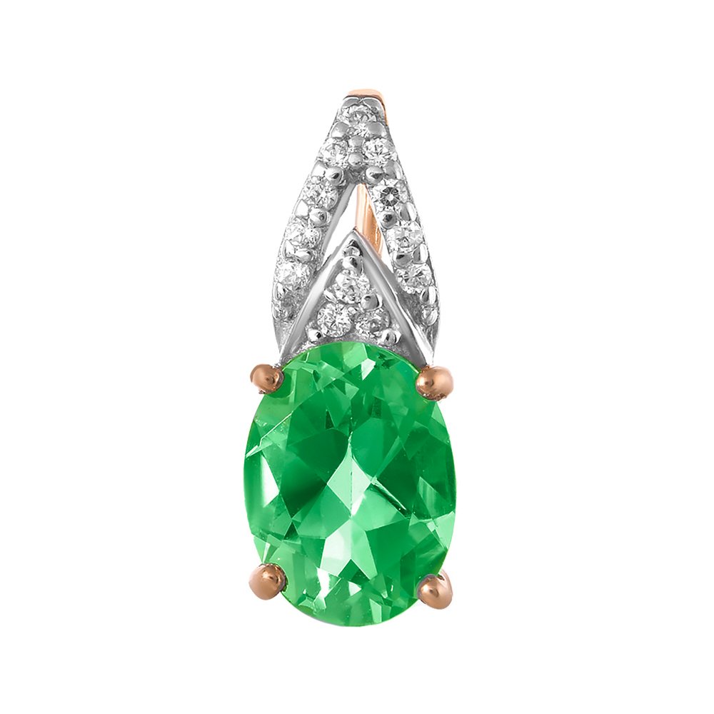 Золотая подвеска с кварцем и фианитами с родированием