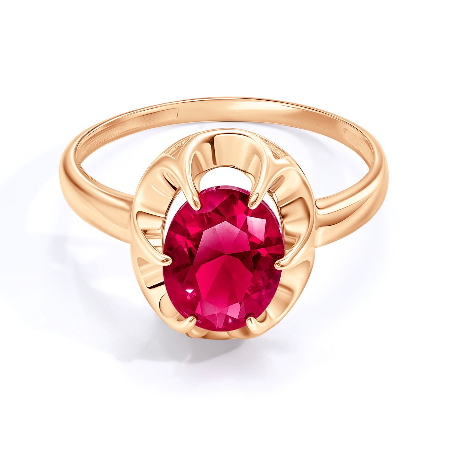 Золотое кольцо с рубином выращенным