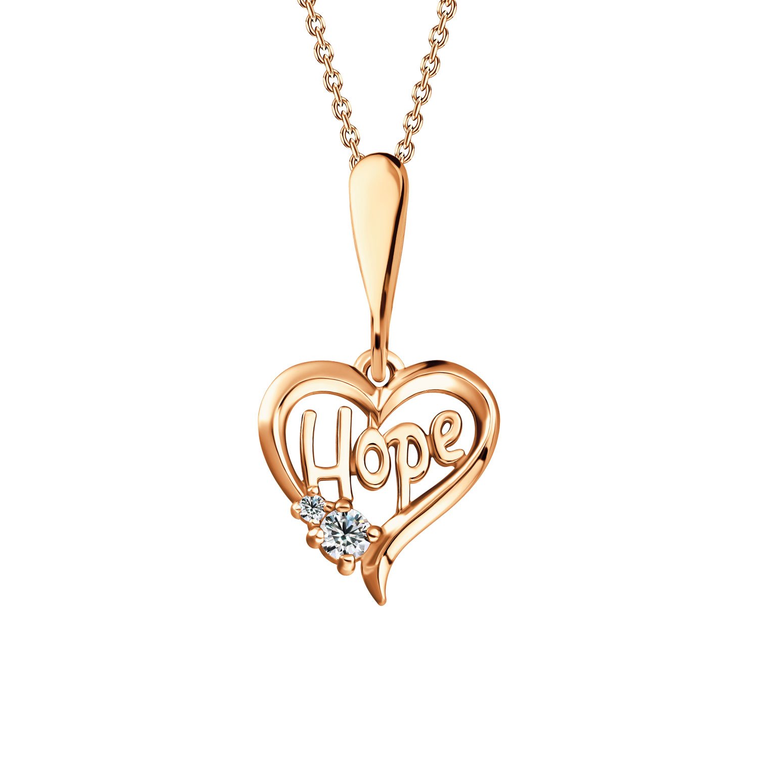 Серебряная подвеска HOPE с фианитами и позолотой