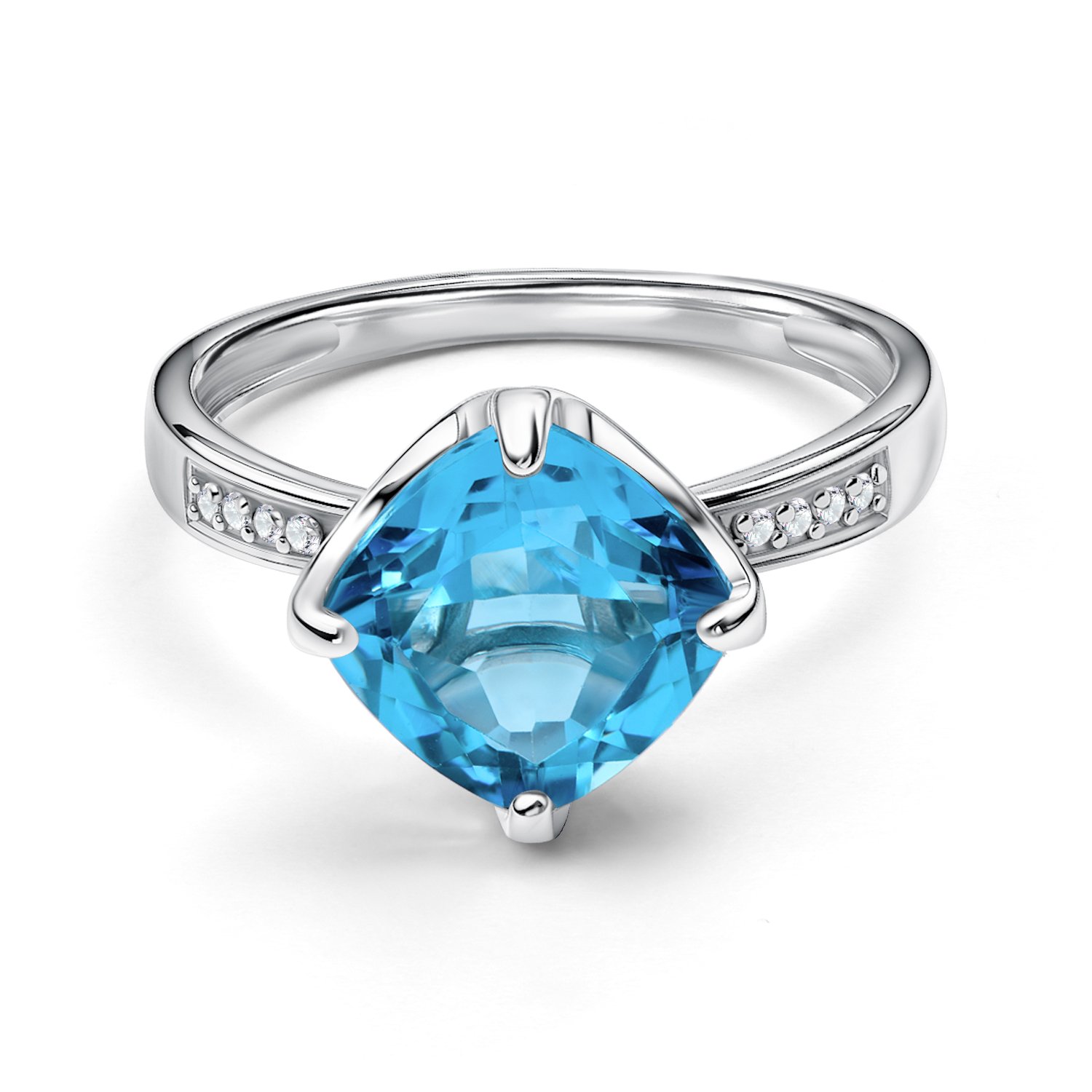 Золотое кольцо с топазом Swiss и бриллиантами