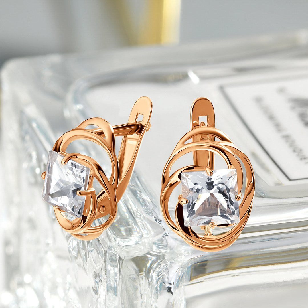 Золотые серьги с горным хрусталем