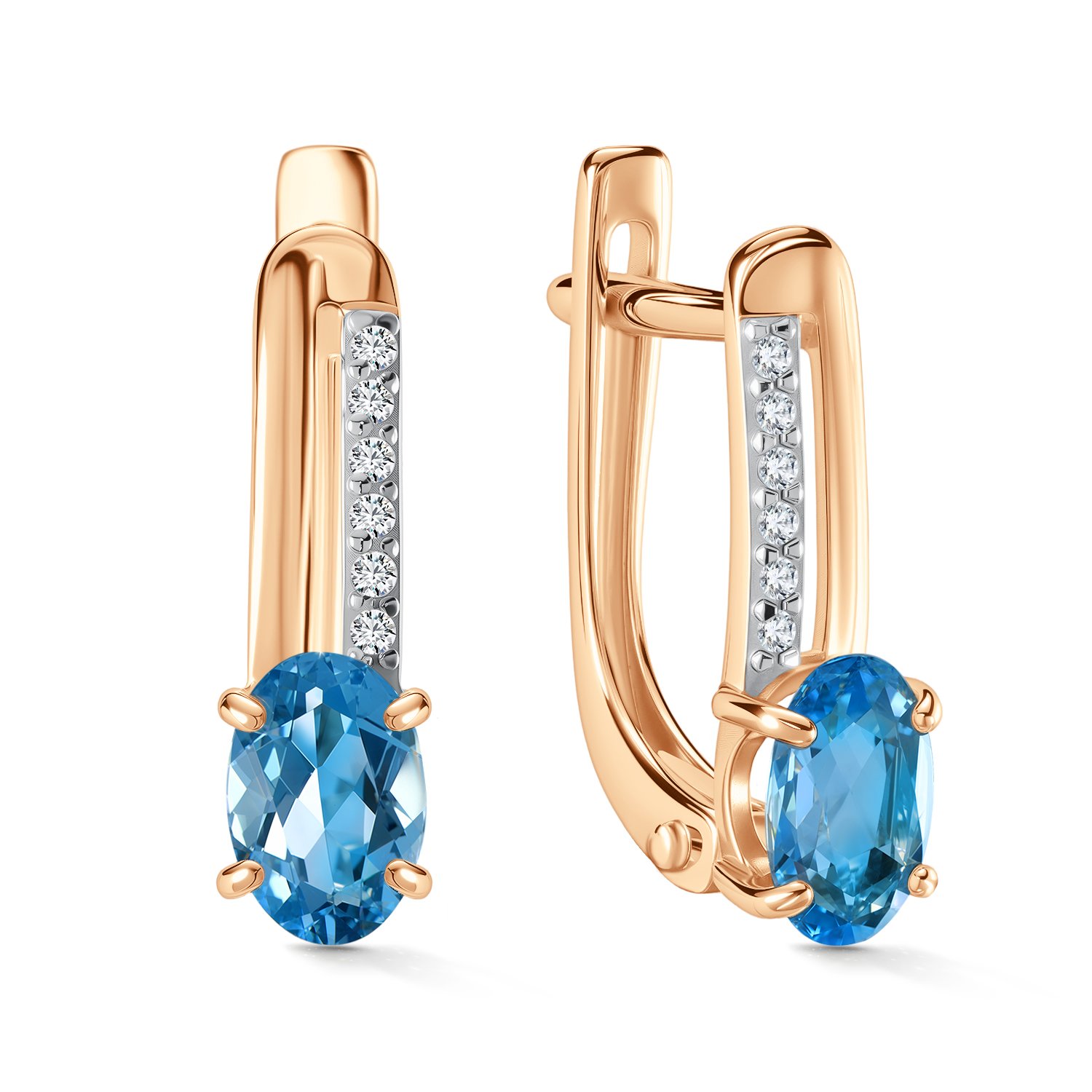 Фото «Золотые серьги с топазами Swiss и бриллиантами»