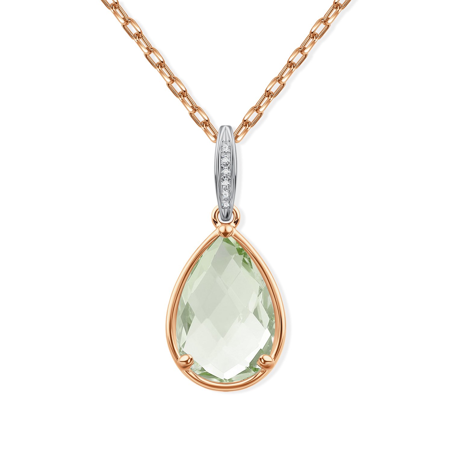 Фото «Золотая подвеска с празиолитом и бриллиантами»