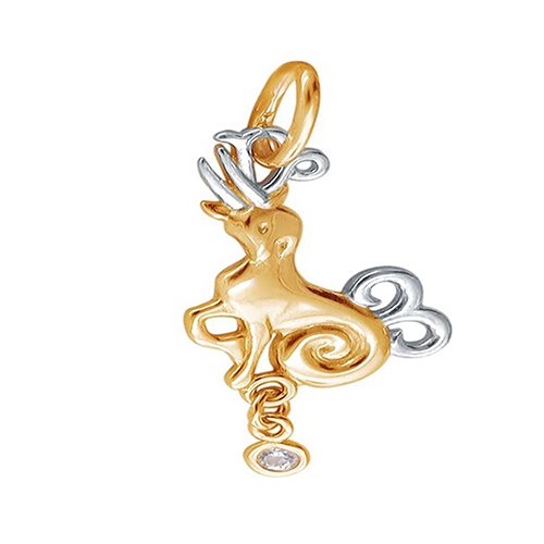 Золотая подвеска с фианитом со знаком зодиака Козерог