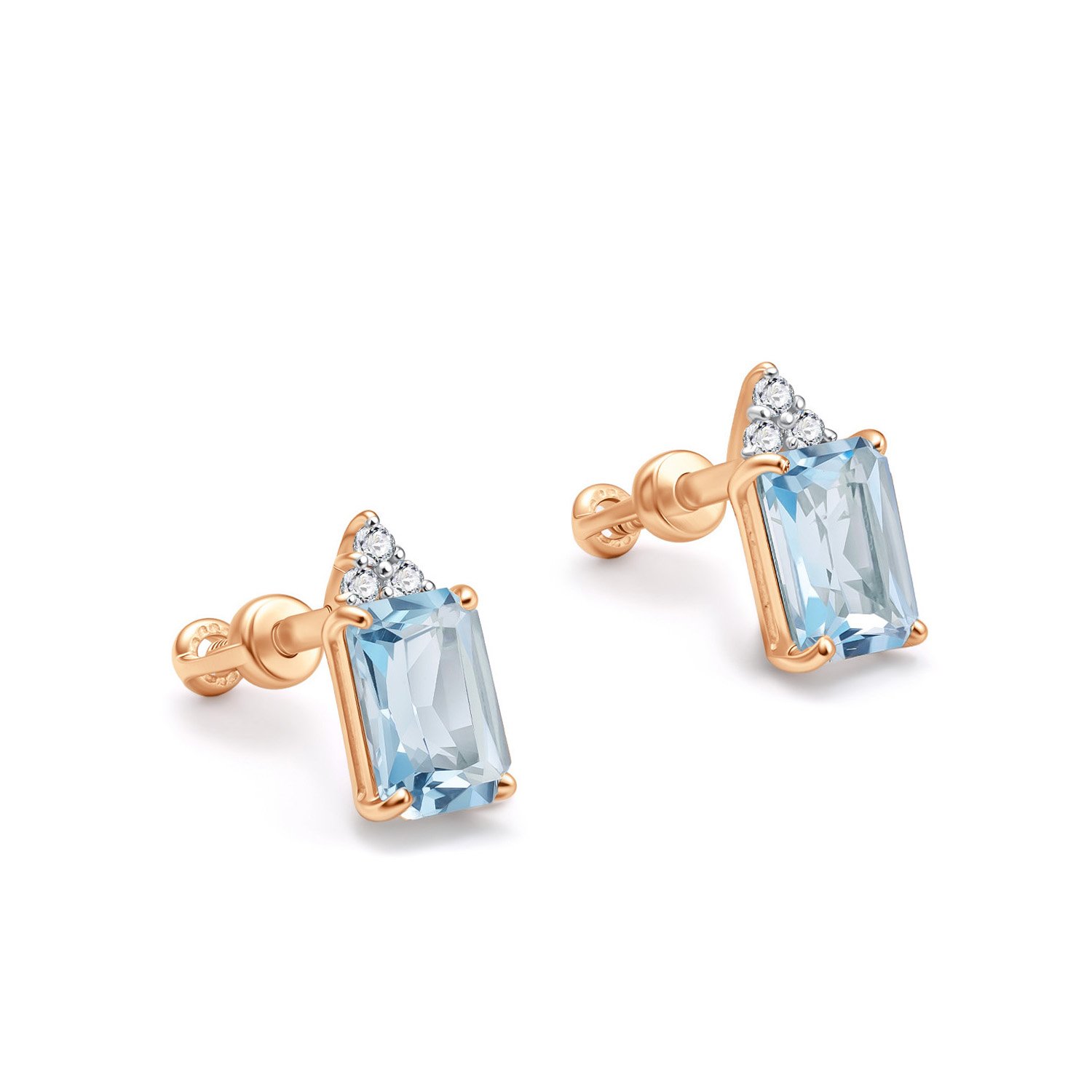 Золотые серьги с топазами Sky и бриллиантами