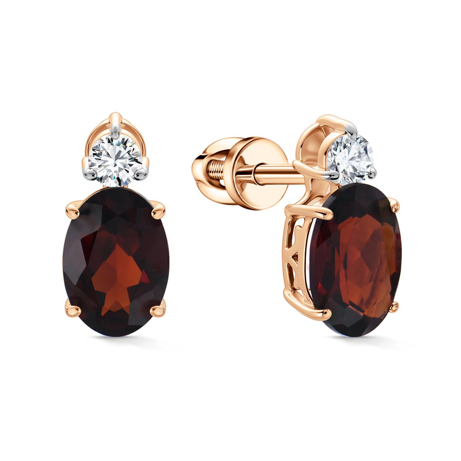 Фото «Золотые серьги с гранатом и фианитами»