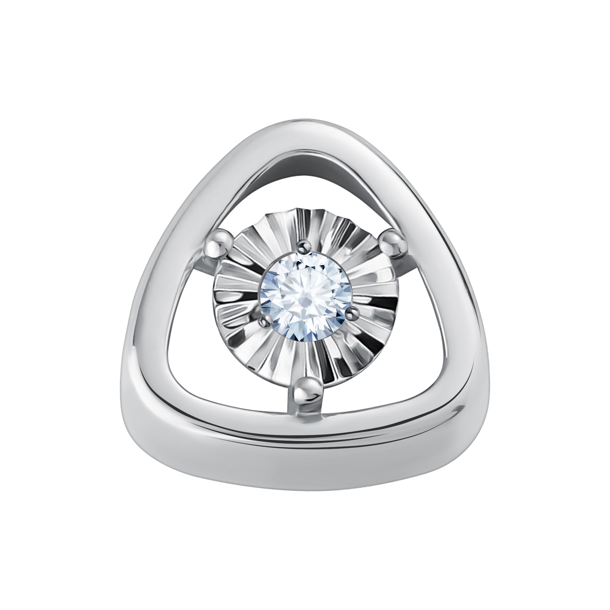 Золотая подвеска с бриллиантом и родированием