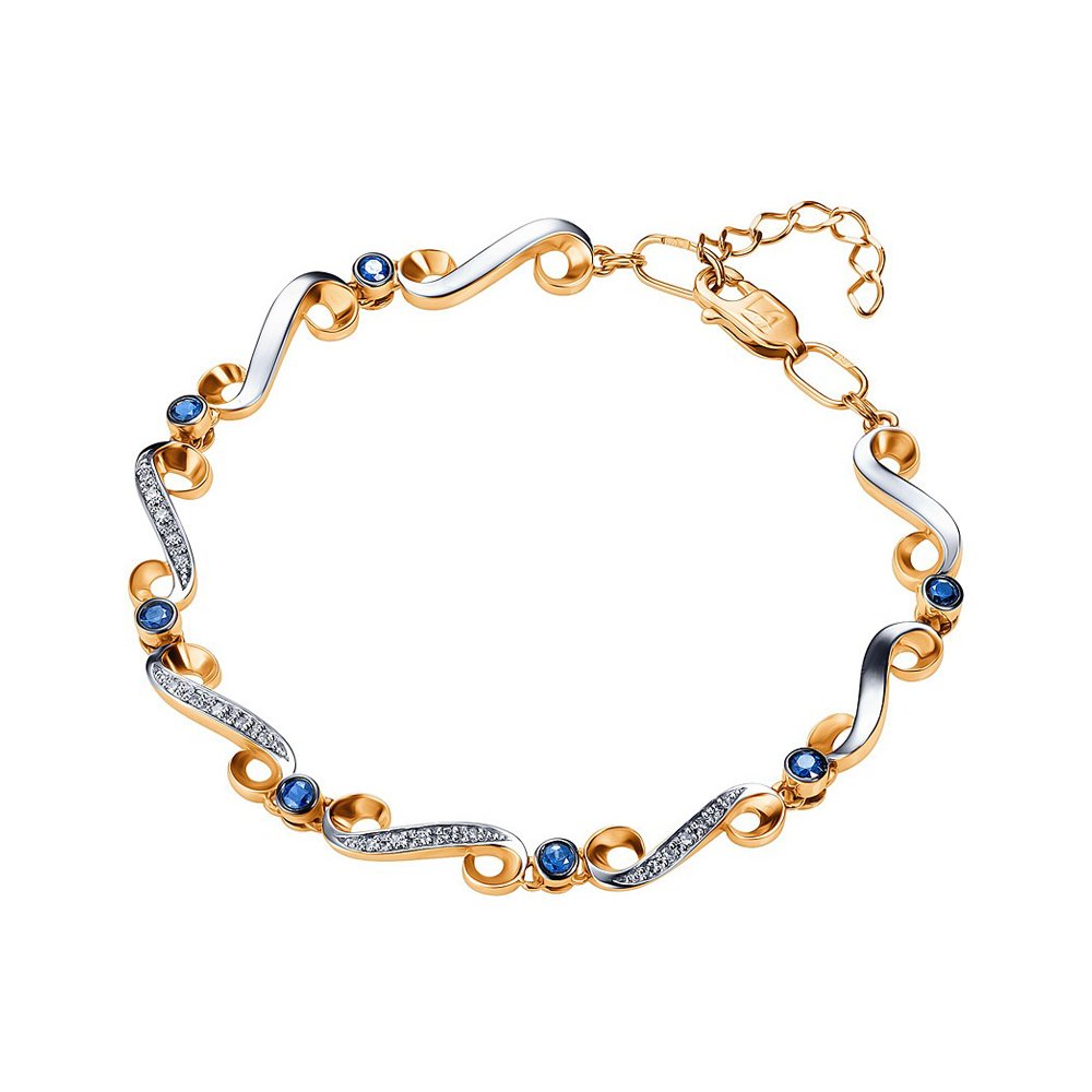 Золотой браслет с сапфирами и бриллиантами