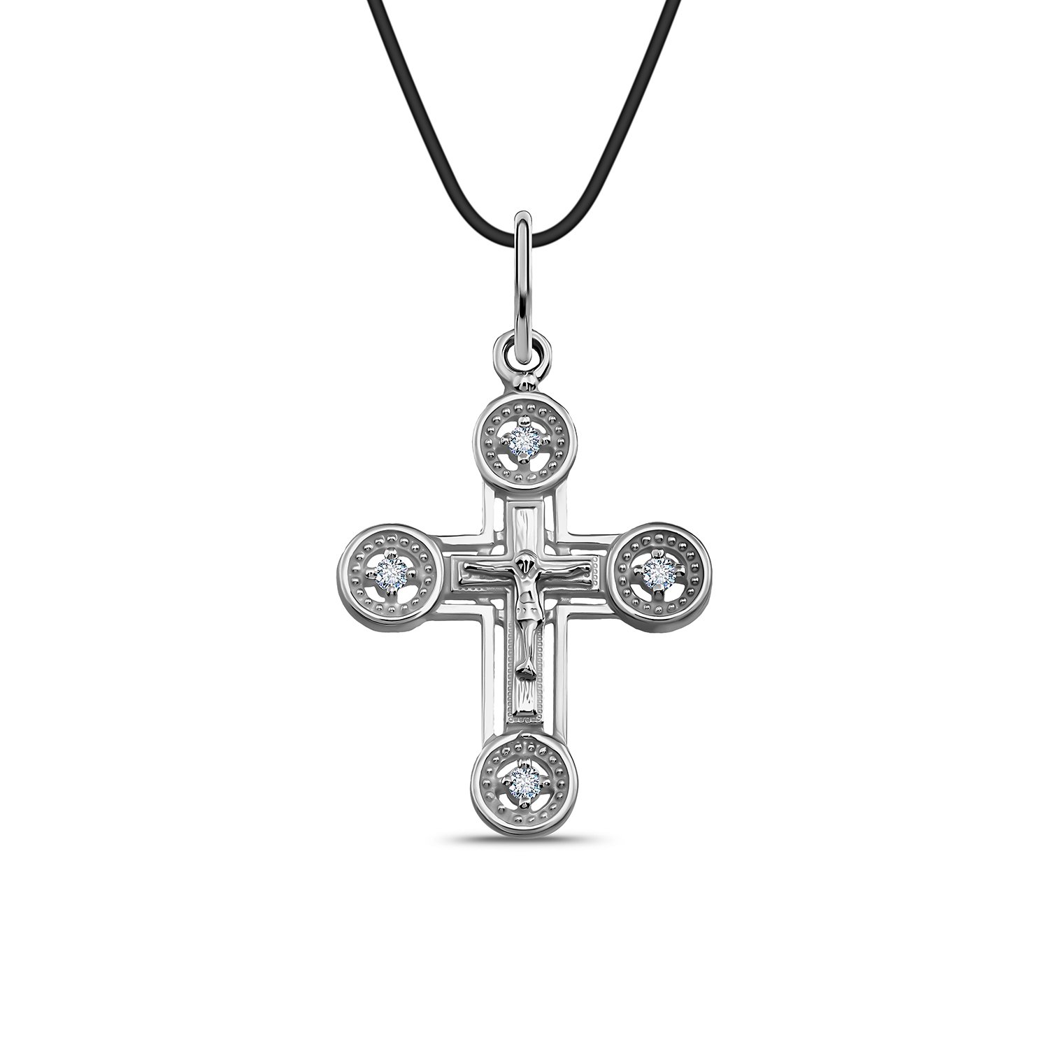 Серебряная подвеска Крест с фианитами