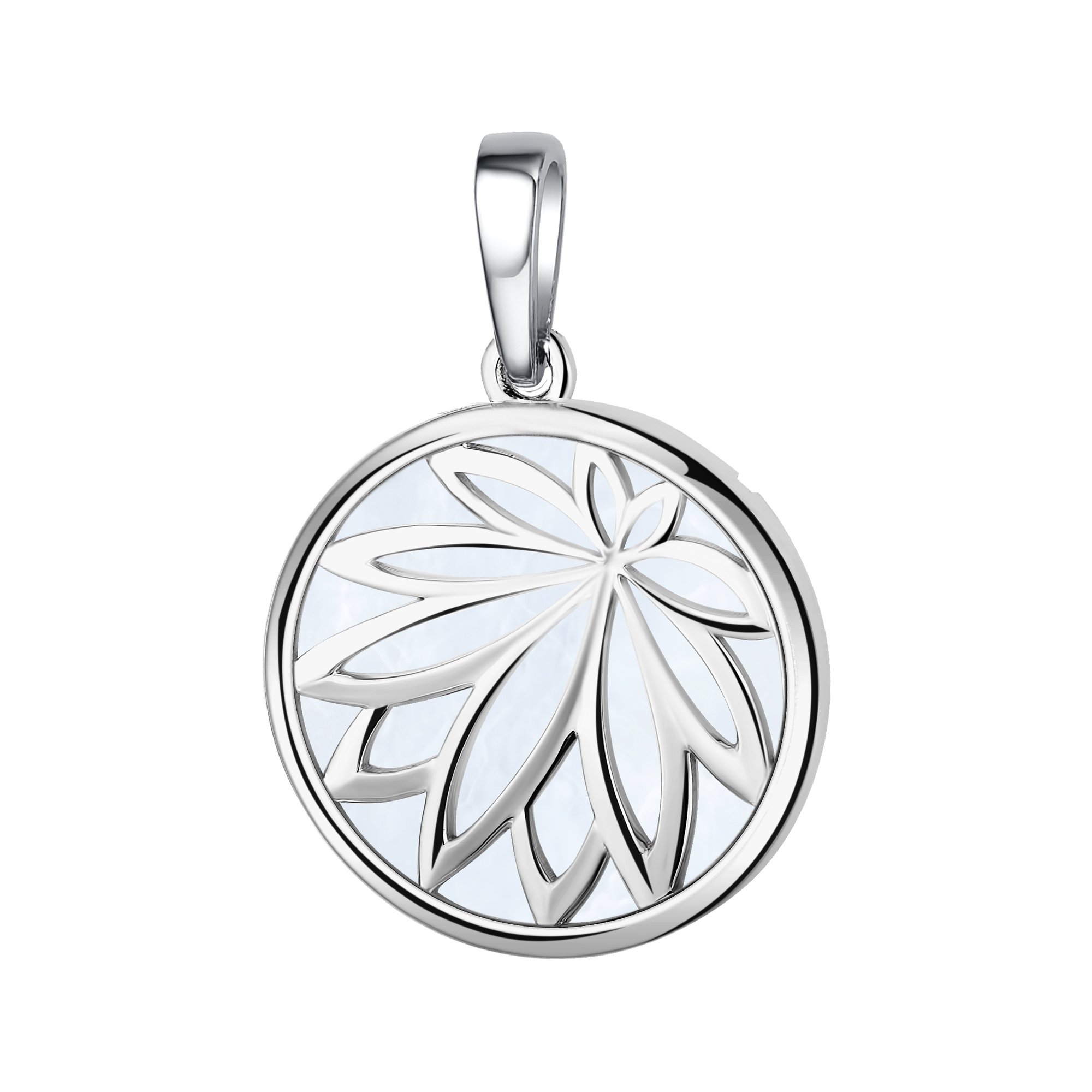 Серебряная подвеска с перламутром и родированием